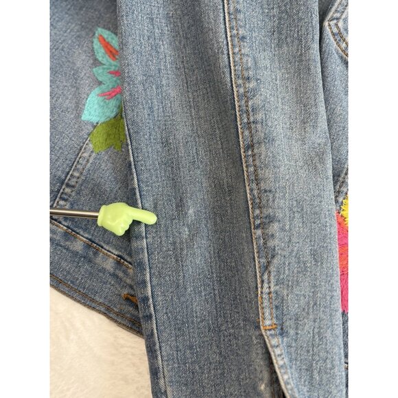 Womens Vintage Y2K Embroidered Denim Jacket Floral Button Front Very Vera Size M - Picture 11 of 15